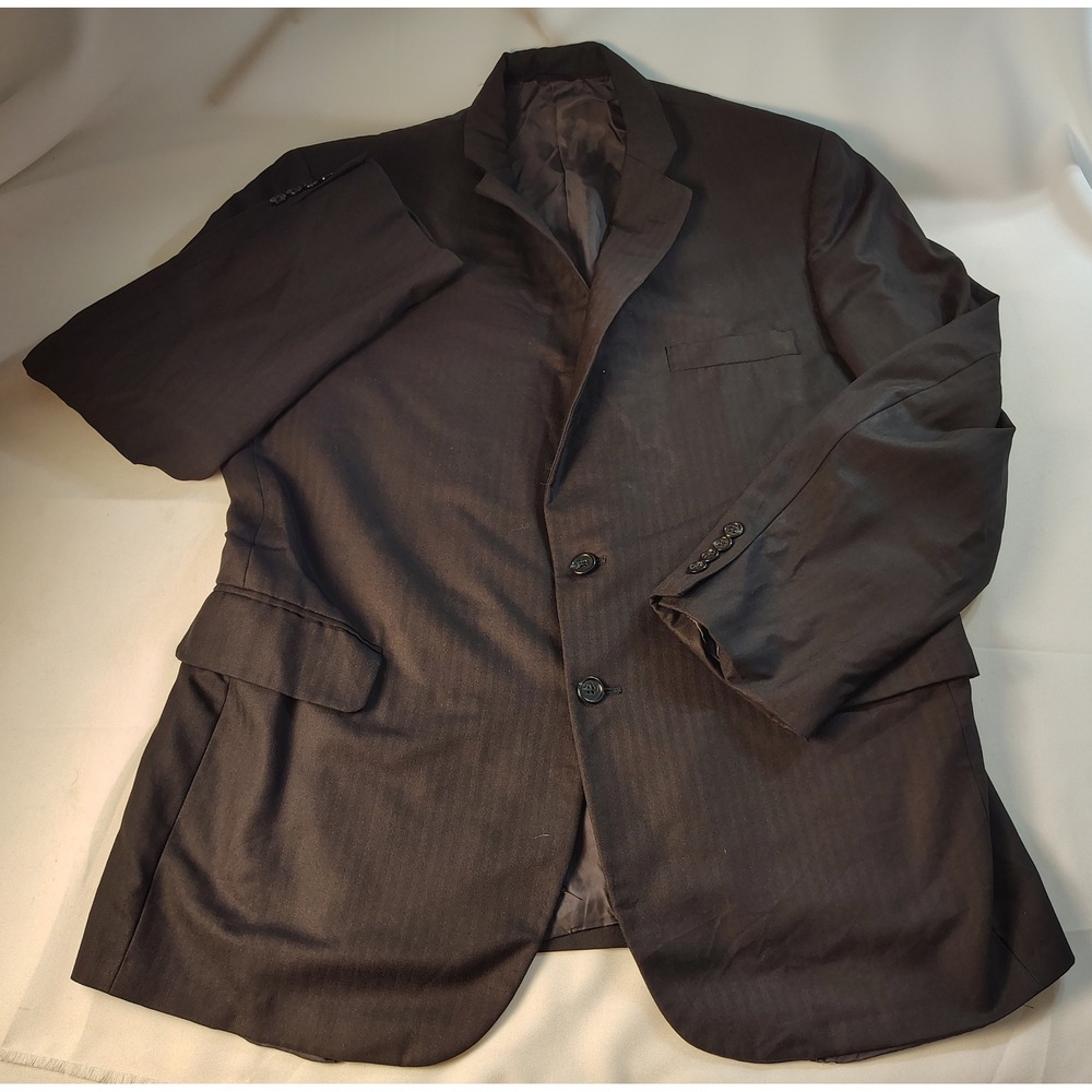 Tom James Executive Collection Mens Dark Herringbone Two Button Blazer Jacket 42